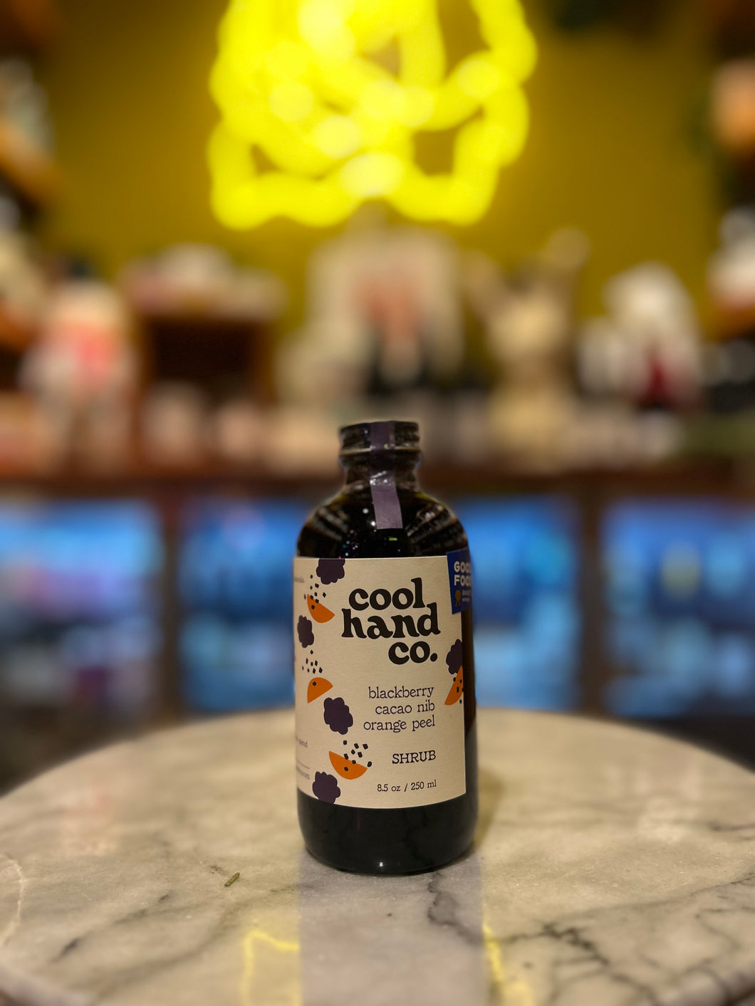 Cool Hand Blackberry Cacao Nib Orange Peel Shrub